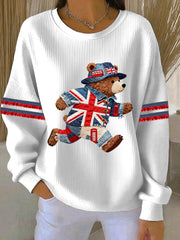 Damen-Sweatshirt im britischen Stil mit Print, lässig und bequem