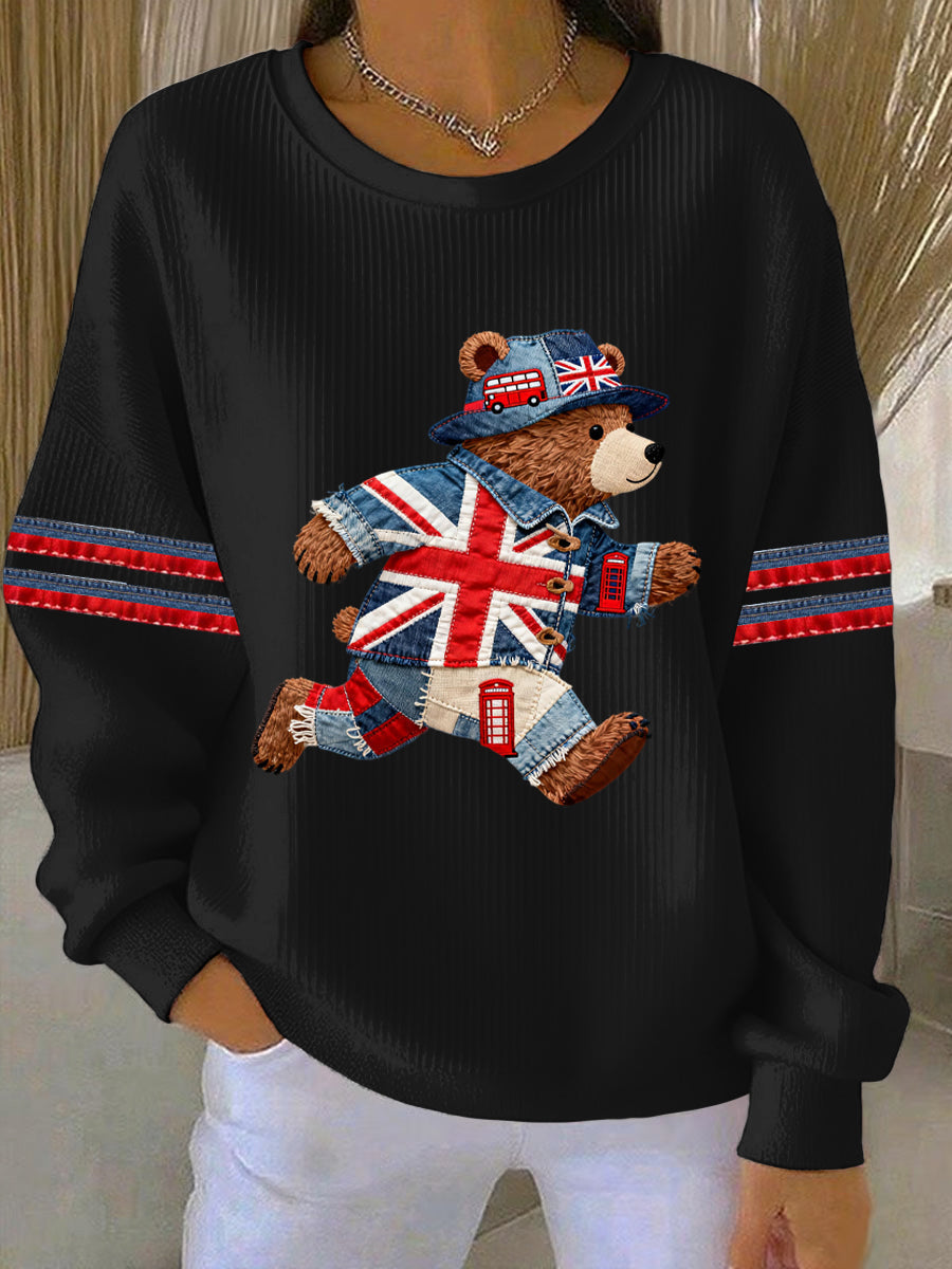 Damen-Sweatshirt im britischen Stil mit Print, lässig und bequem