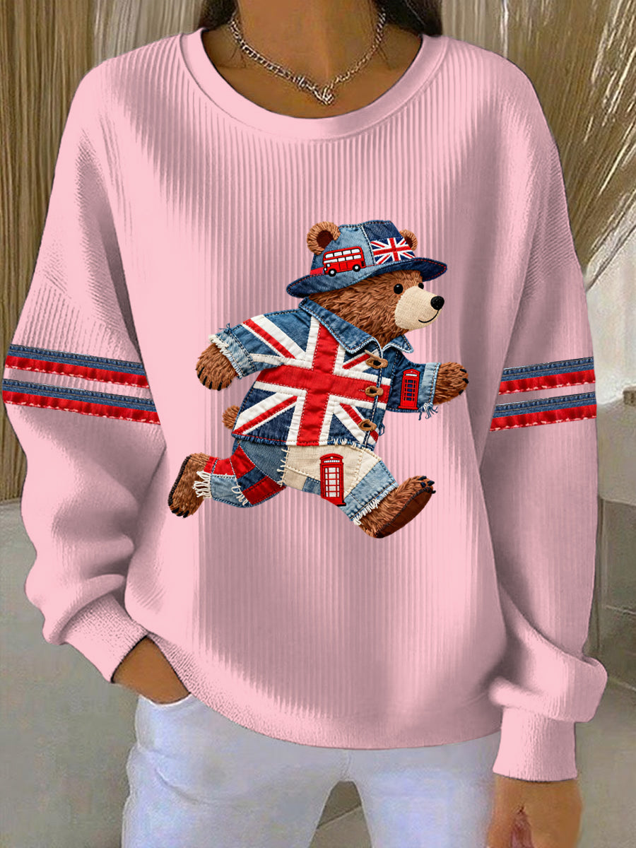 Damen-Sweatshirt im britischen Stil mit Print, lässig und bequem