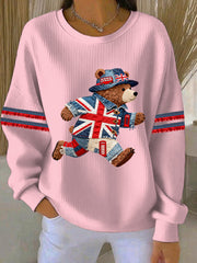 Damen-Sweatshirt im britischen Stil mit Print, lässig und bequem