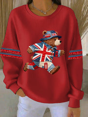 Damen-Sweatshirt im britischen Stil mit Print, lässig und bequem