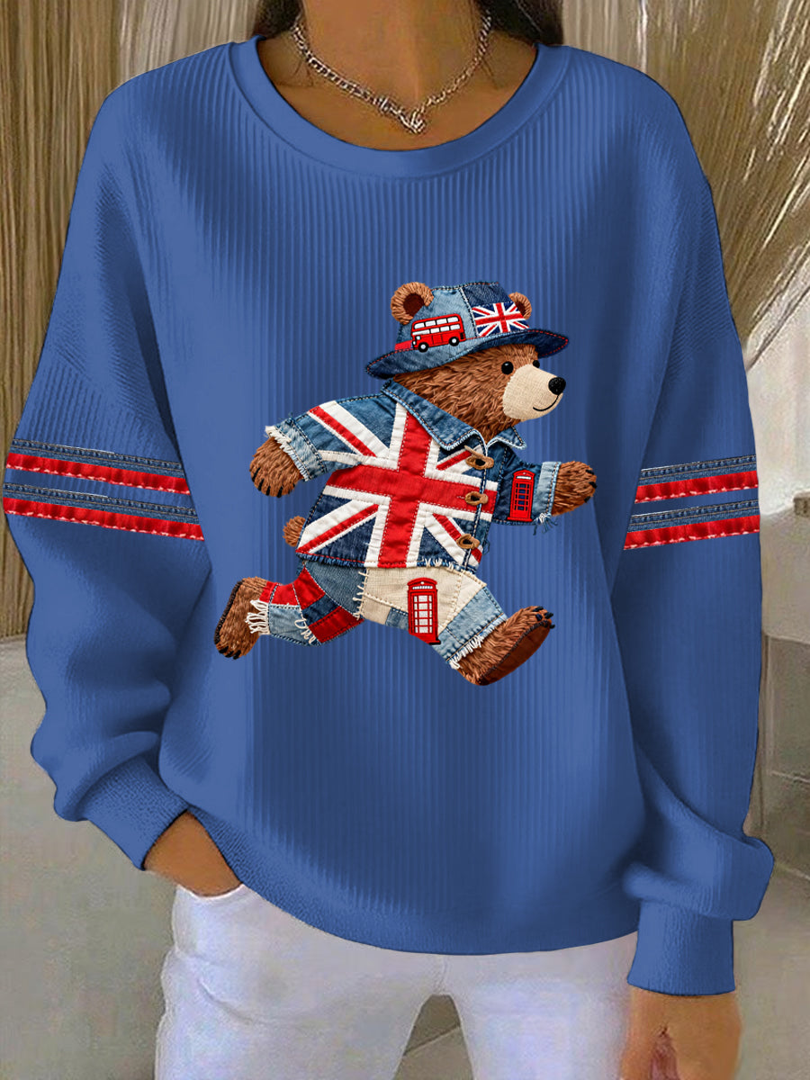 Damen-Sweatshirt im britischen Stil mit Print, lässig und bequem