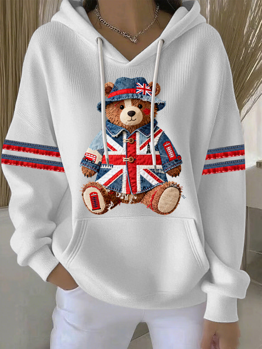 Damen-Hoodie im britischen Stil mit Print, lässig und bequem