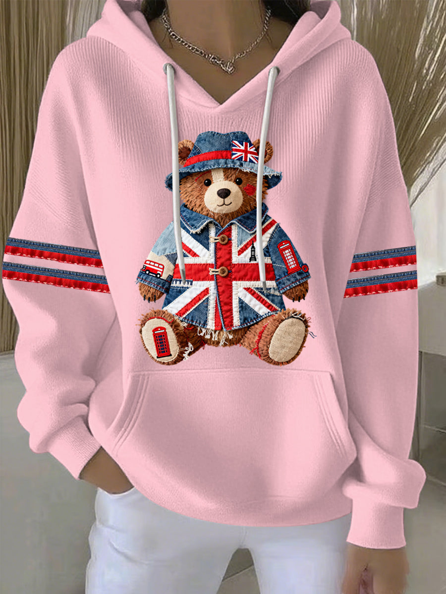 Damen-Hoodie im britischen Stil mit Print, lässig und bequem
