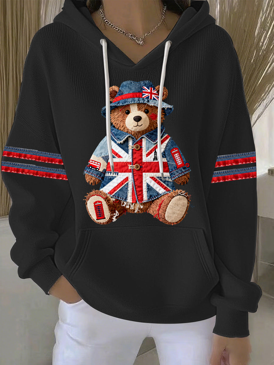 Damen-Hoodie im britischen Stil mit Print, lässig und bequem