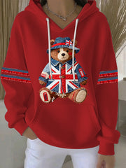 Damen-Hoodie im britischen Stil mit Print, lässig und bequem