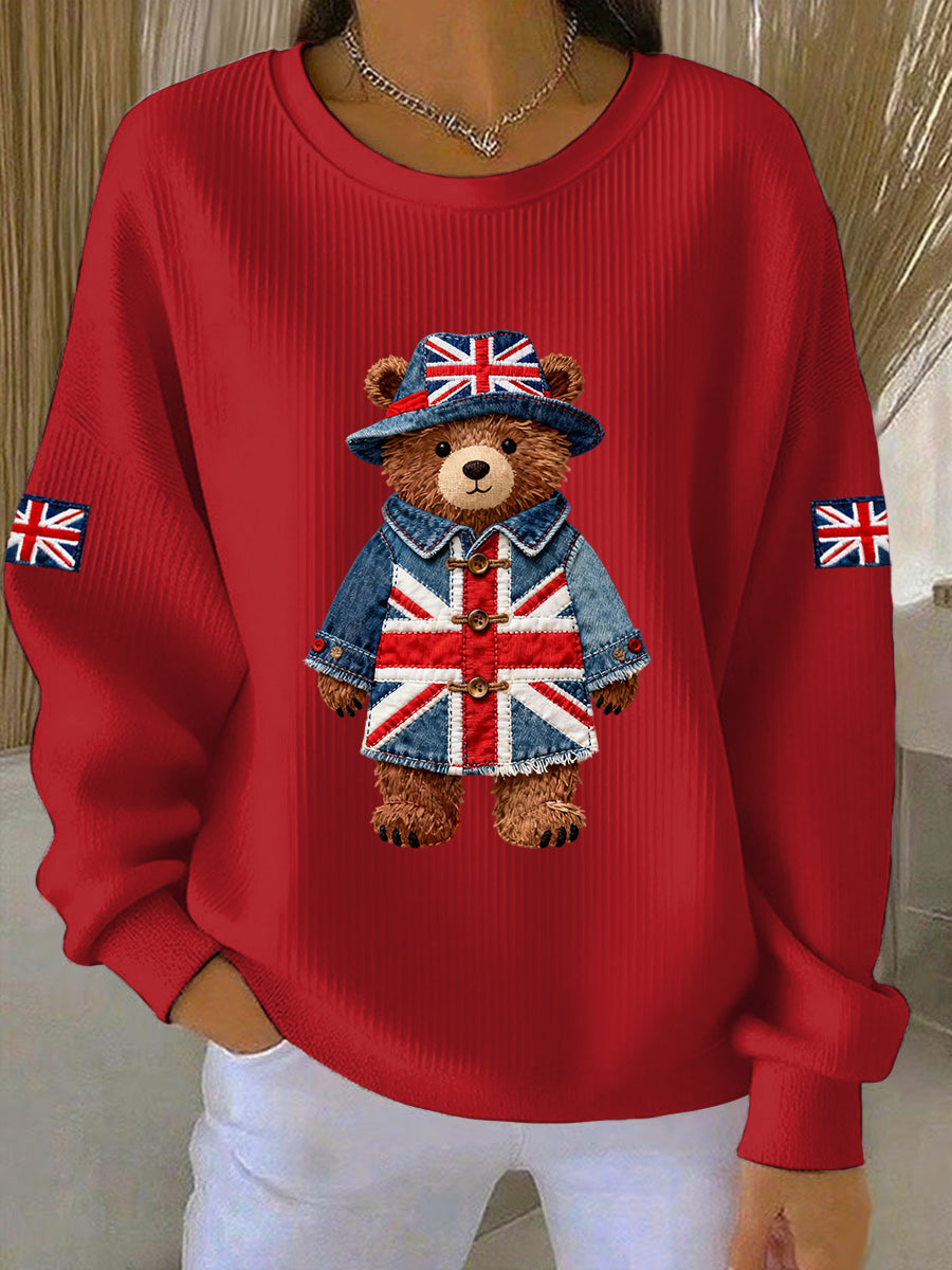 Damen-Sweatshirt im britischen Stil mit Print, lässig und bequem