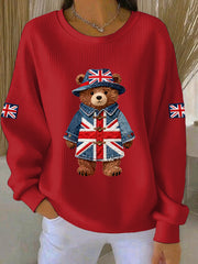 Damen-Sweatshirt im britischen Stil mit Print, lässig und bequem