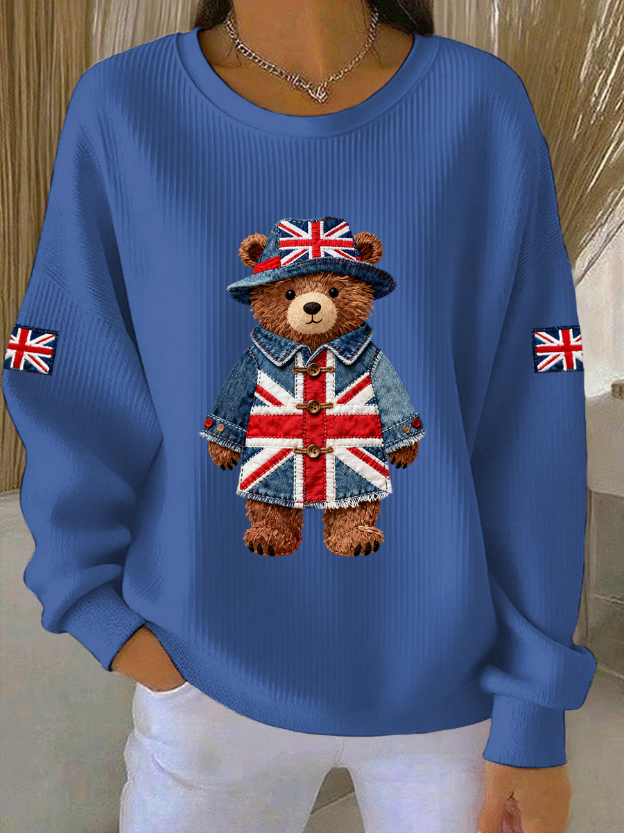 Damen-Sweatshirt im britischen Stil mit Print, lässig und bequem