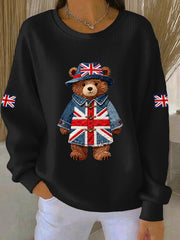 Damen-Sweatshirt im britischen Stil mit Print, lässig und bequem