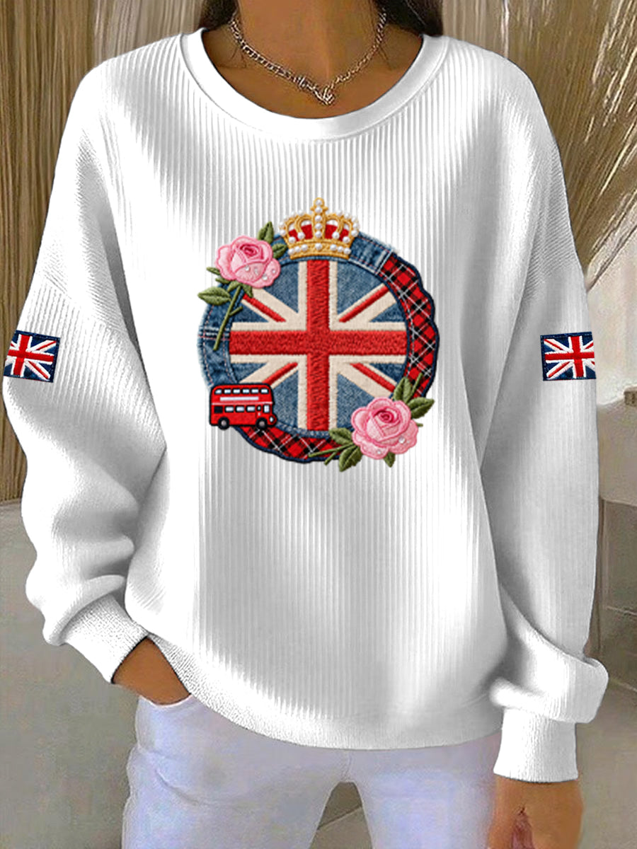 Damen-Sweatshirt im britischen Stil mit Print