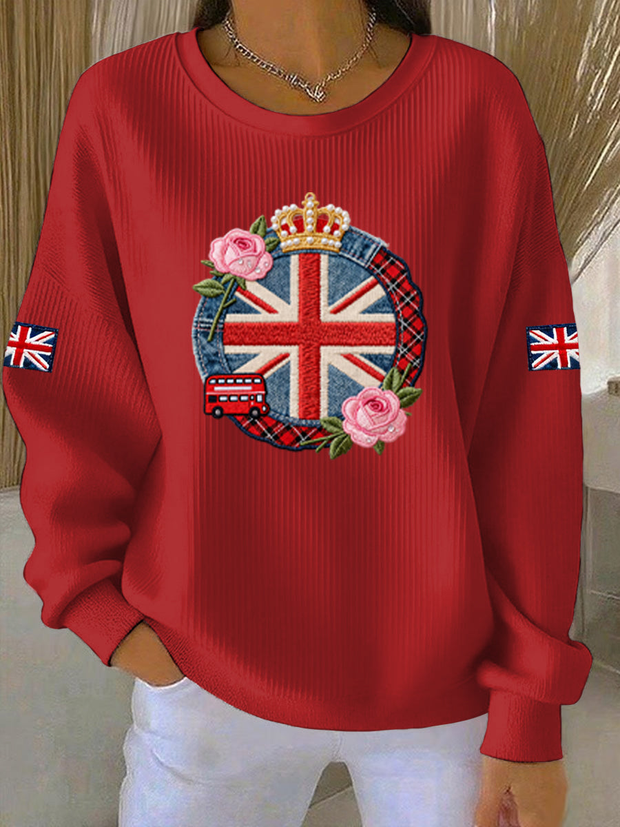 Damen-Sweatshirt im britischen Stil mit Print