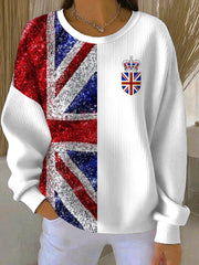 Damen-Sweatshirt im britischen Stil mit Print, lässig und bequem
