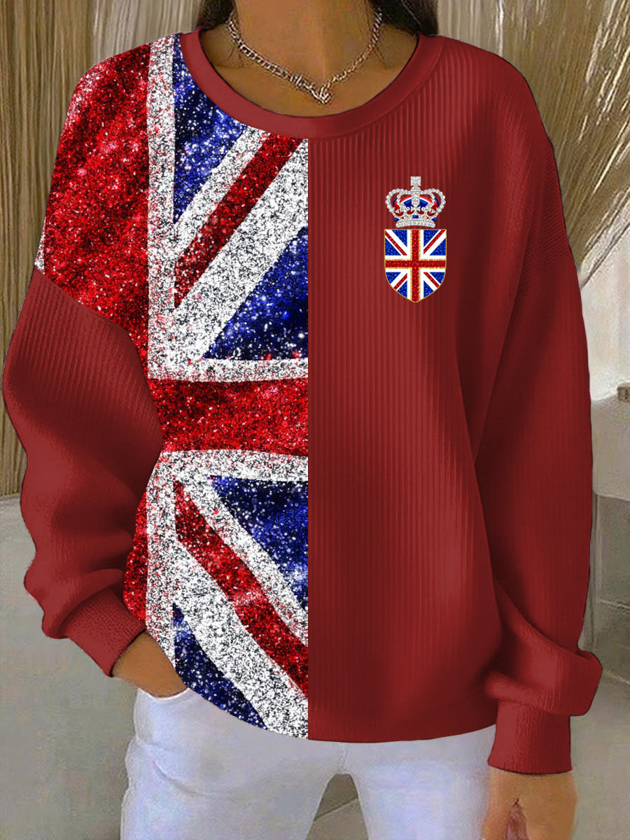 Damen-Sweatshirt im britischen Stil mit Print, lässig und bequem