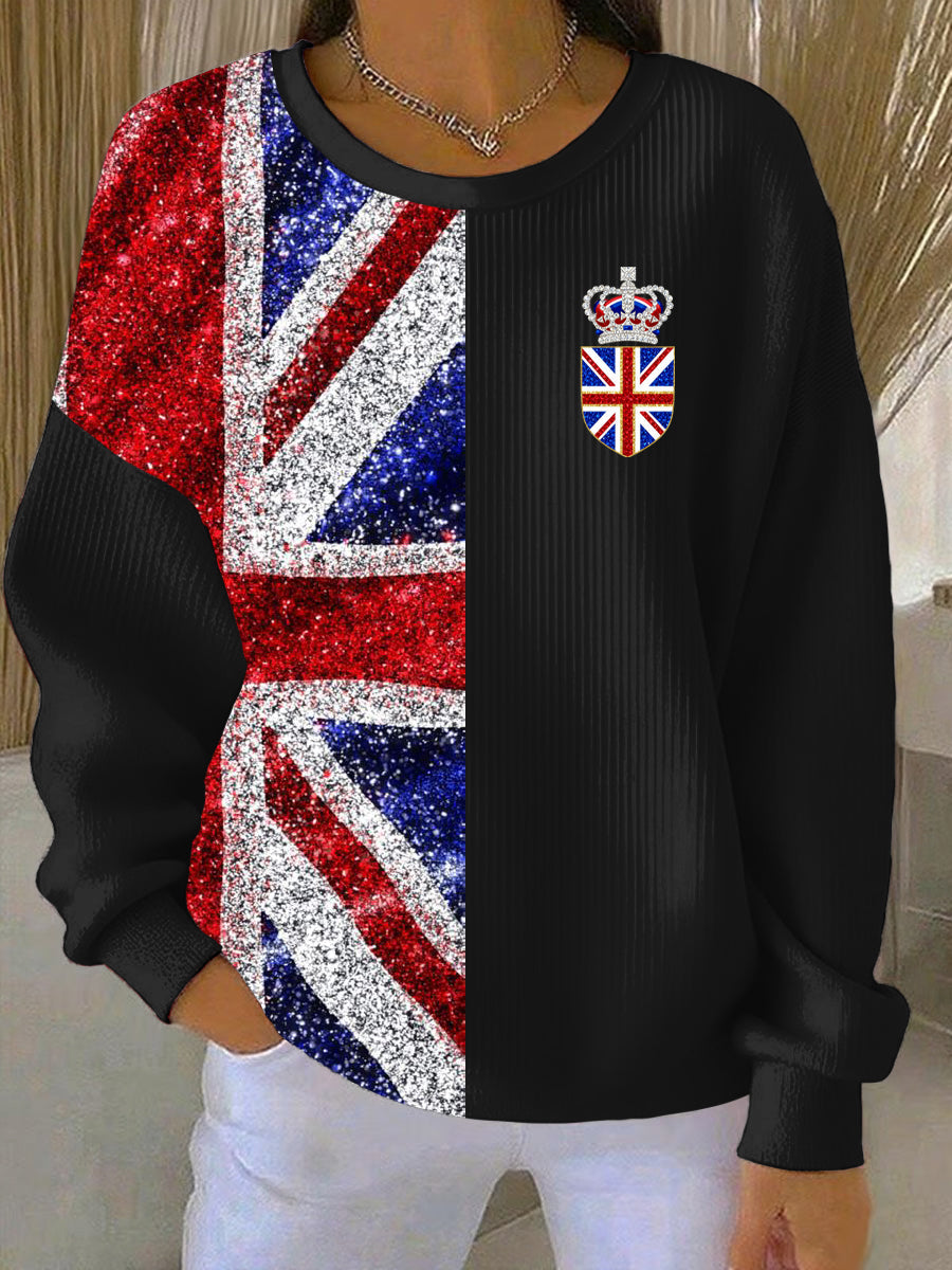 Damen-Sweatshirt im britischen Stil mit Print, lässig und bequem