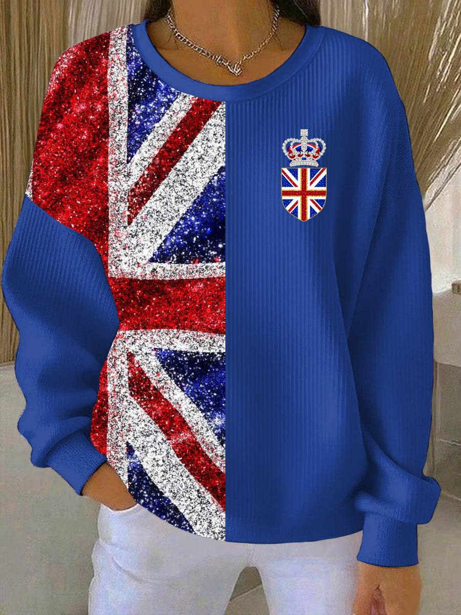 Damen-Sweatshirt im britischen Stil mit Print, lässig und bequem
