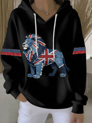 Britischer Damen-Hoodie mit Denim-Print