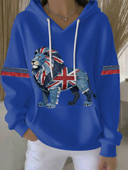 Britischer Damen-Hoodie mit Denim-Print