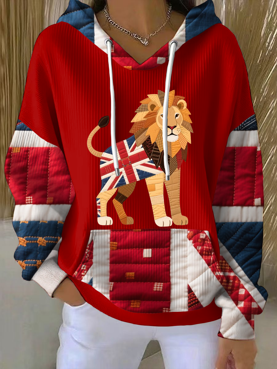 Britische Patchwork-Tops mit Löwenmuster für Damen