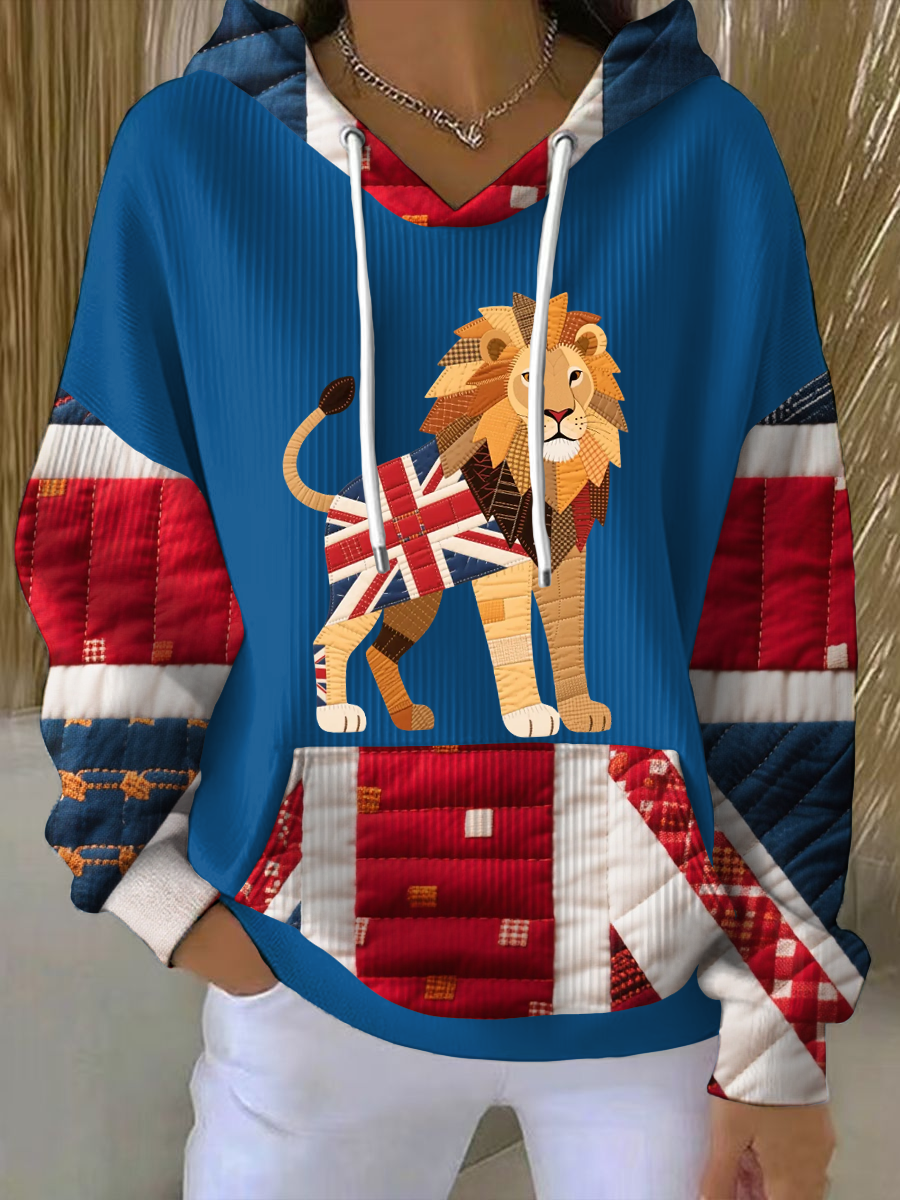 Britische Patchwork-Tops mit Löwenmuster für Damen