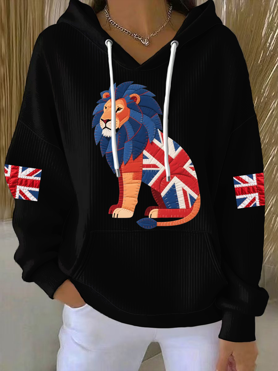 Britische Patchwork-Tops mit Löwenmuster für Damen