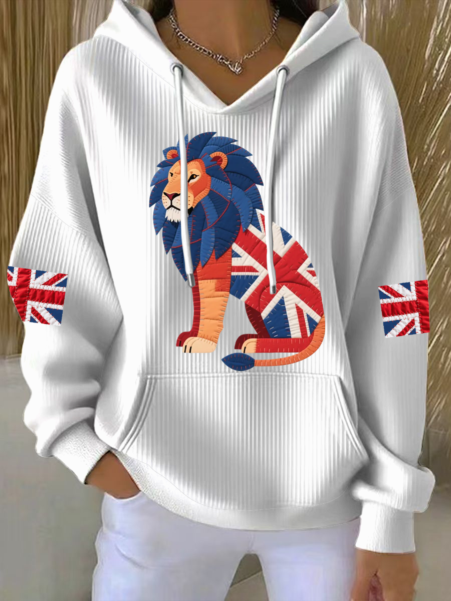 Britische Patchwork-Tops mit Löwenmuster für Damen