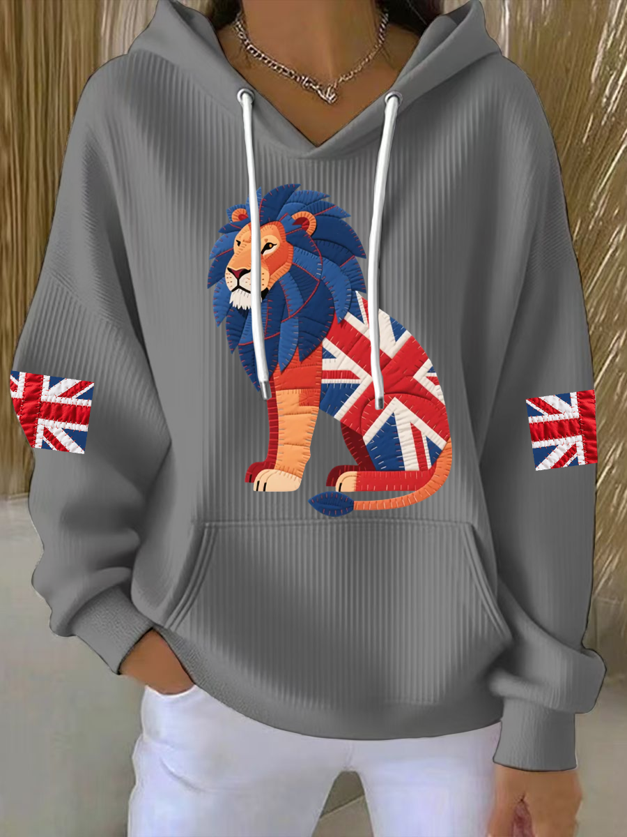 Britische Patchwork-Tops mit Löwenmuster für Damen