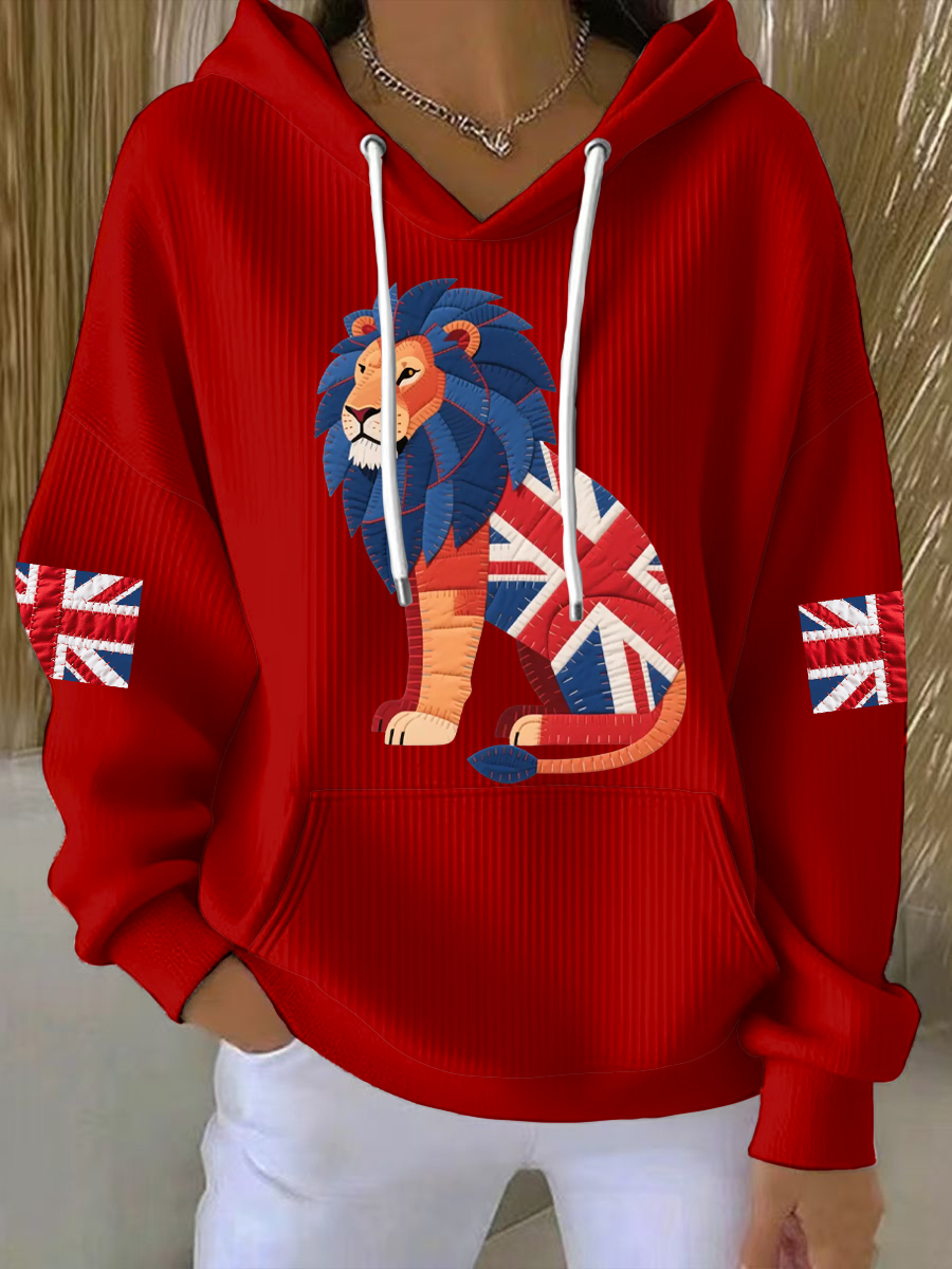 Britische Patchwork-Tops mit Löwenmuster für Damen