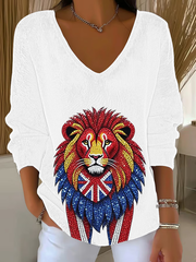 Britische Damen-Tops mit Imitation von Diamanten, heißgebohrt und bedruckt