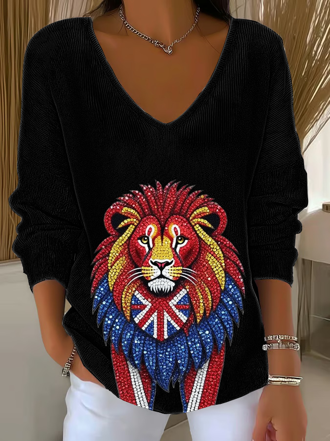 Britische Damen-Tops mit Imitation von Diamanten, heißgebohrt und bedruckt