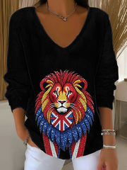 Britische Damen-Tops mit Imitation von Diamanten, heißgebohrt und bedruckt