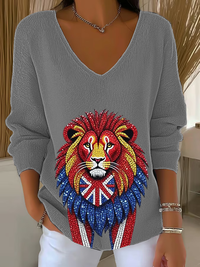 Britische Damen-Tops mit Imitation von Diamanten, heißgebohrt und bedruckt