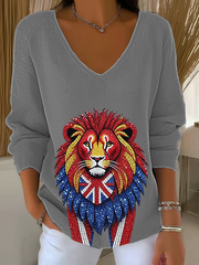 Britische Damen-Tops mit Imitation von Diamanten, heißgebohrt und bedruckt