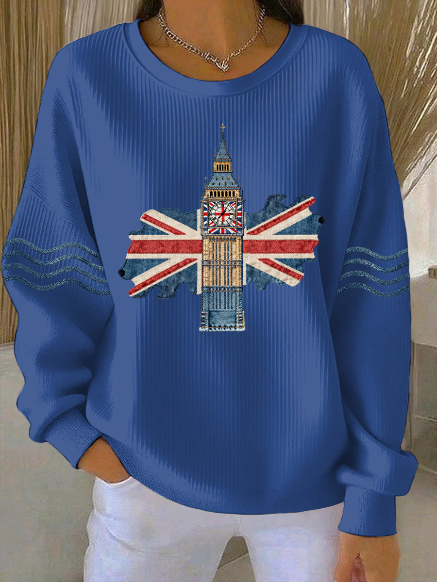 Damen-Sweatshirt im britischen Stil mit Print, lässig und bequem