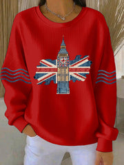 Damen-Sweatshirt im britischen Stil mit Print, lässig und bequem