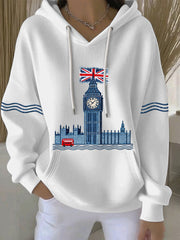 Damen-Hoodie im britischen Stil mit Print, lässig und bequem