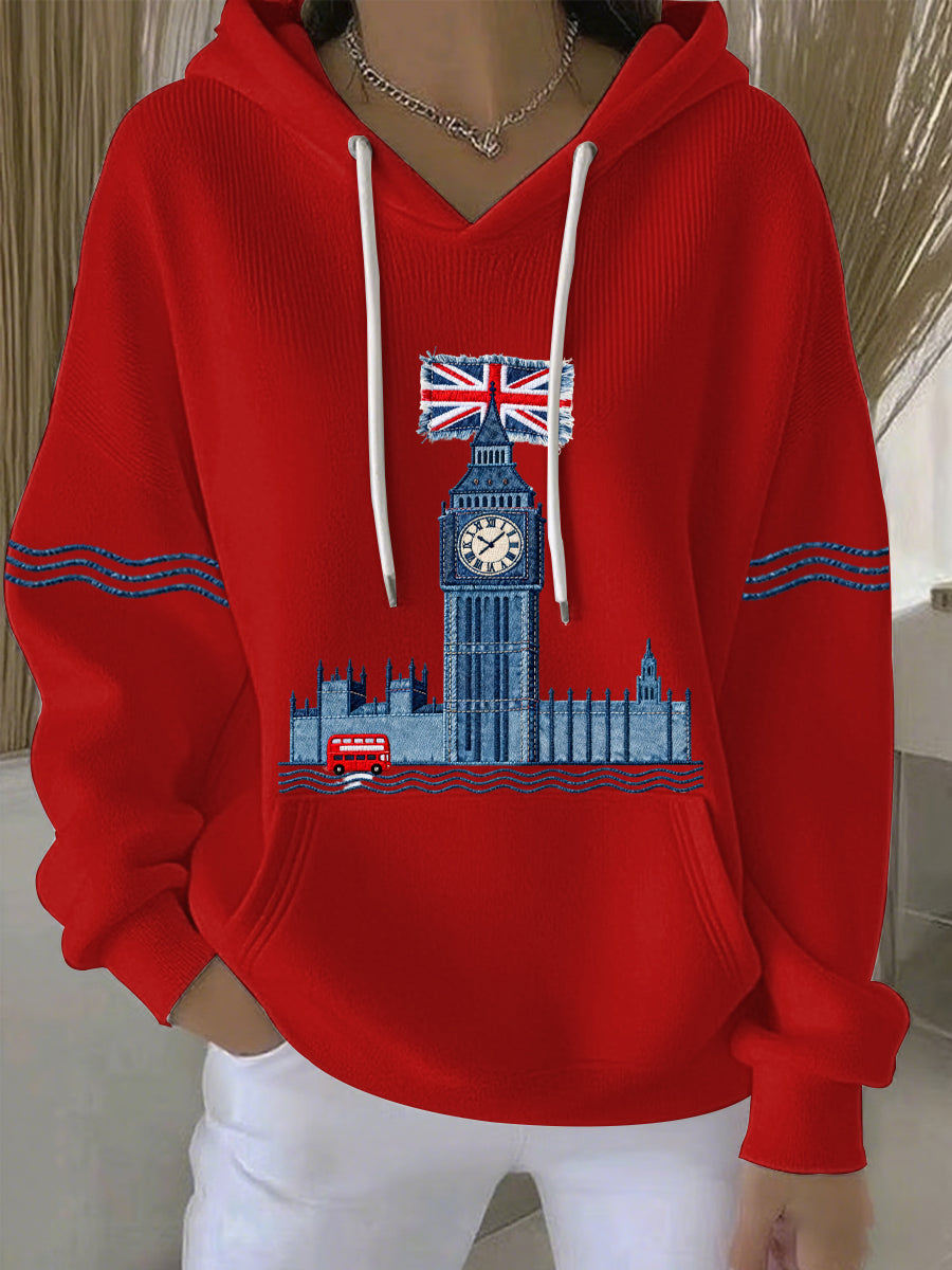 Damen-Hoodie im britischen Stil mit Print, lässig und bequem