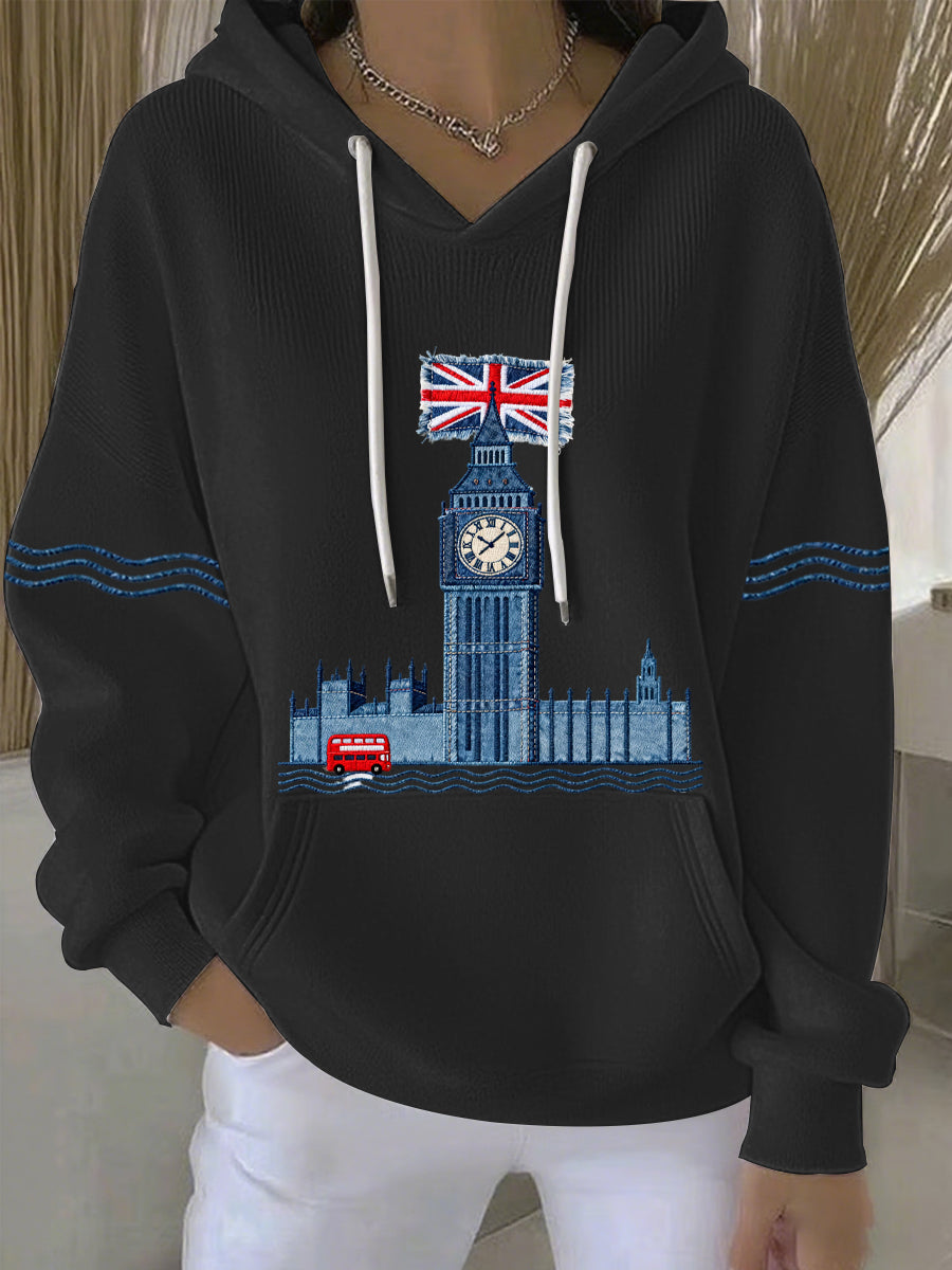 Damen-Hoodie im britischen Stil mit Print, lässig und bequem