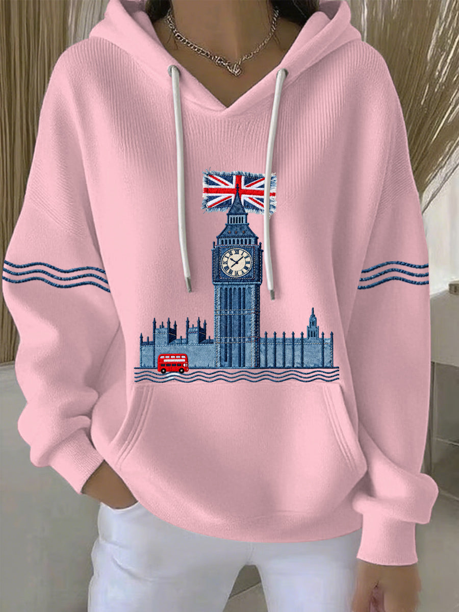 Damen-Hoodie im britischen Stil mit Print, lässig und bequem