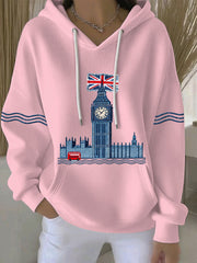 Damen-Hoodie im britischen Stil mit Print, lässig und bequem