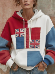 Damen-Hoodie mit britischem Blumen-Patchworkmuster