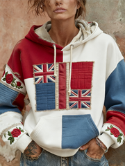 Damen-Hoodie mit britischem Blumen-Patchworkmuster