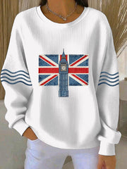 Damen-Sweatshirt im britischen Stil mit Print, lässig und bequem