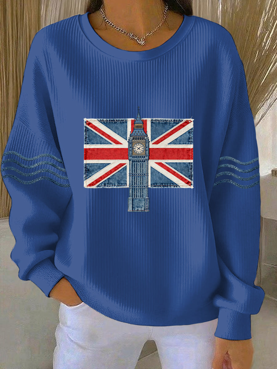 Damen-Sweatshirt im britischen Stil mit Print, lässig und bequem