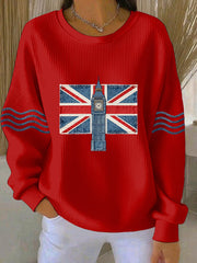 Damen-Sweatshirt im britischen Stil mit Print, lässig und bequem