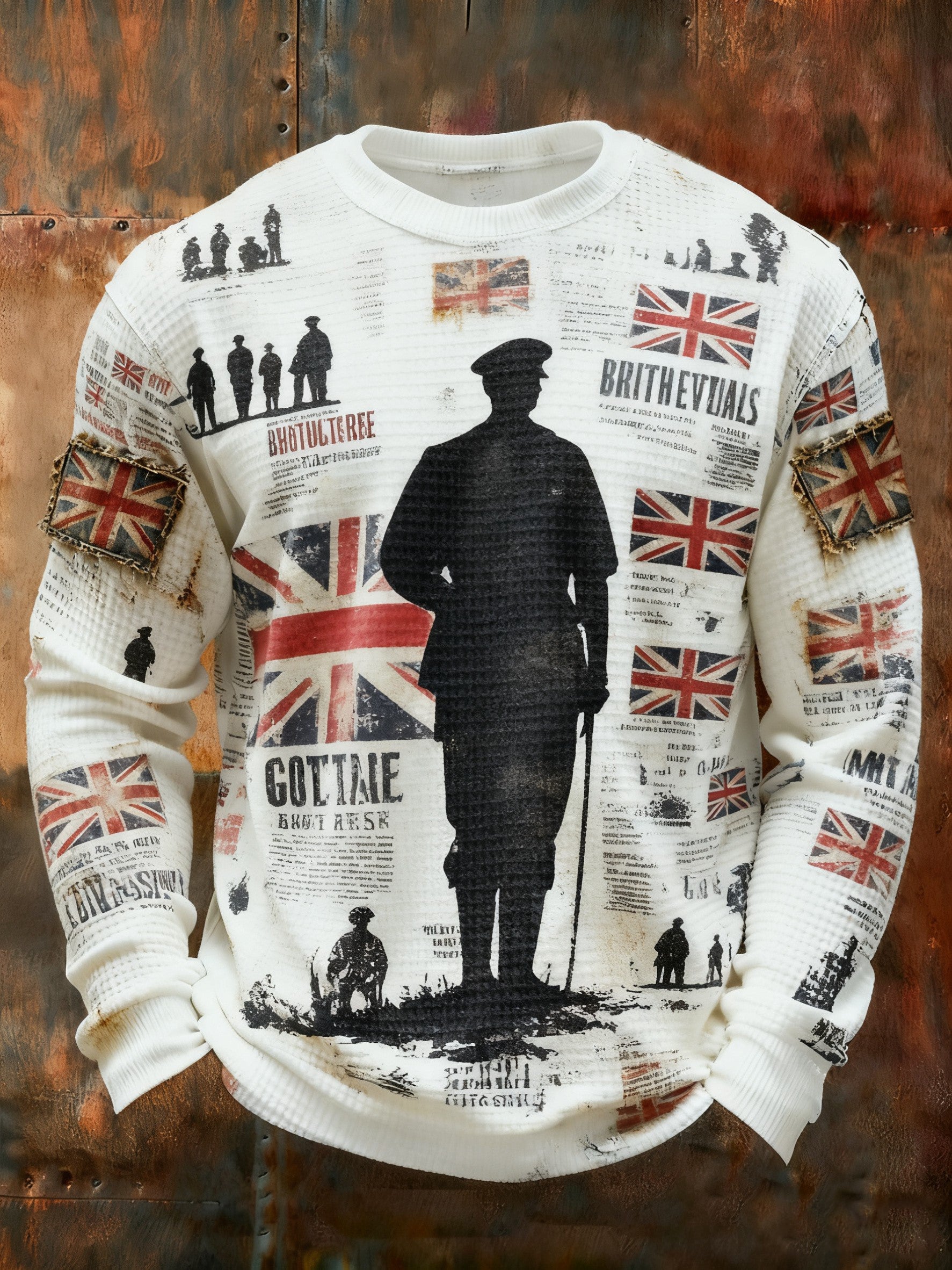Herren-Langarmshirt mit Aufdruck „Waffelpappmuster“ zum Gedenktag der Toten
