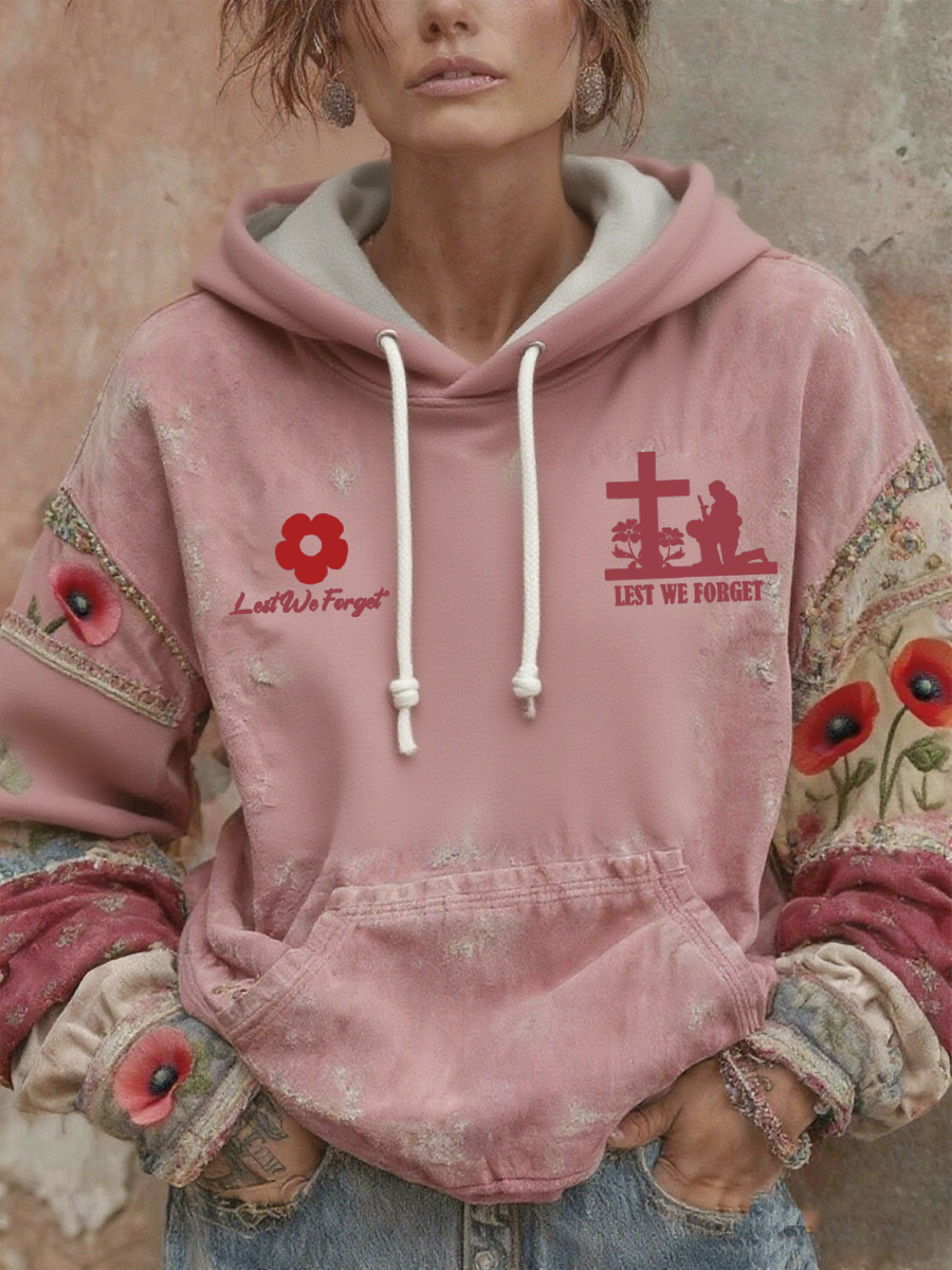 Damen-Hoodie mit Mohnblumenmuster zum britischen Gedenktag