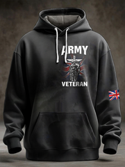 Men's  British Veteran Oversized Drop-Shoulder Hoodie with Pockets