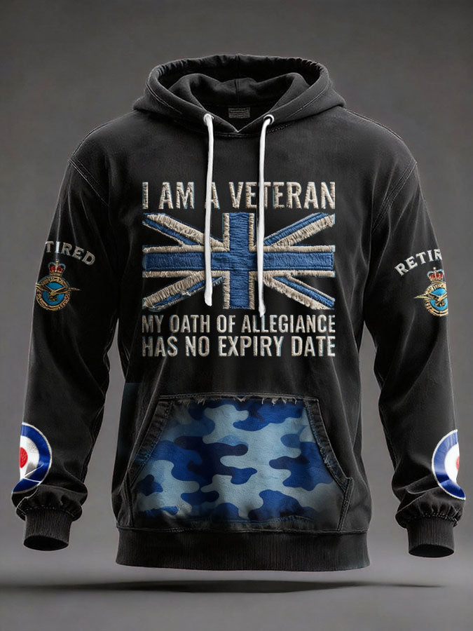 Men's UK Retired Veteran Printed Hoodie