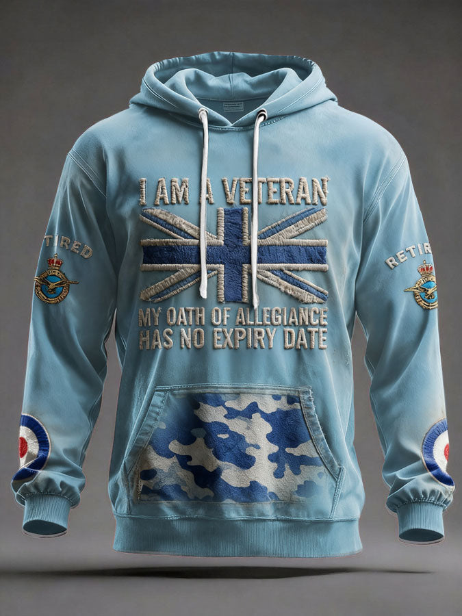 Men's UK Retired Veteran Printed Hoodie